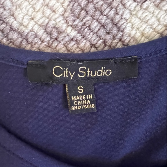 City Studio Fit and Flare Navy and White Dress - Picture 3 of 3